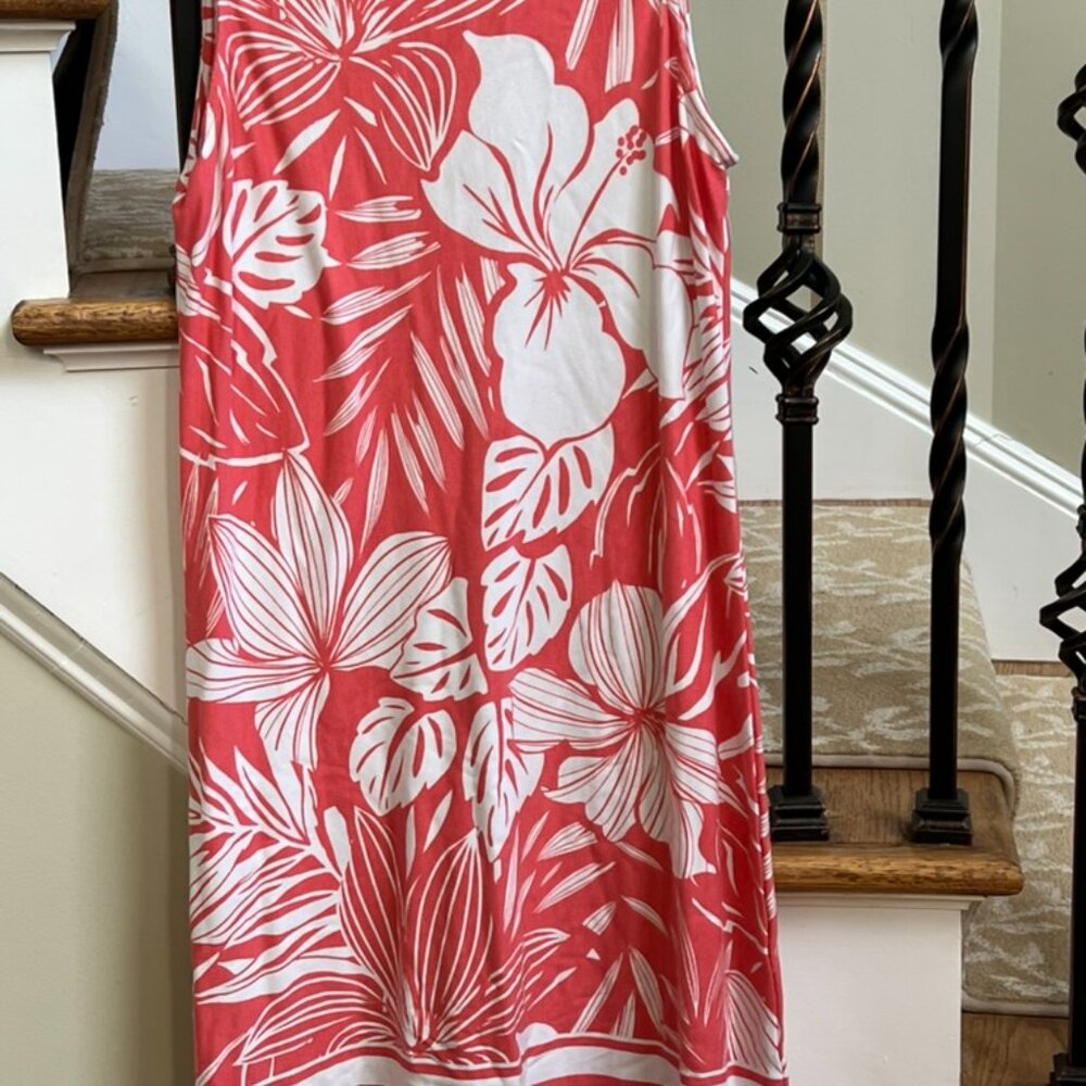 Tommy Bahama Women’s Mahana Beach Sheath Dress – Coral & White Floral – Size L - Picture 2 of 9